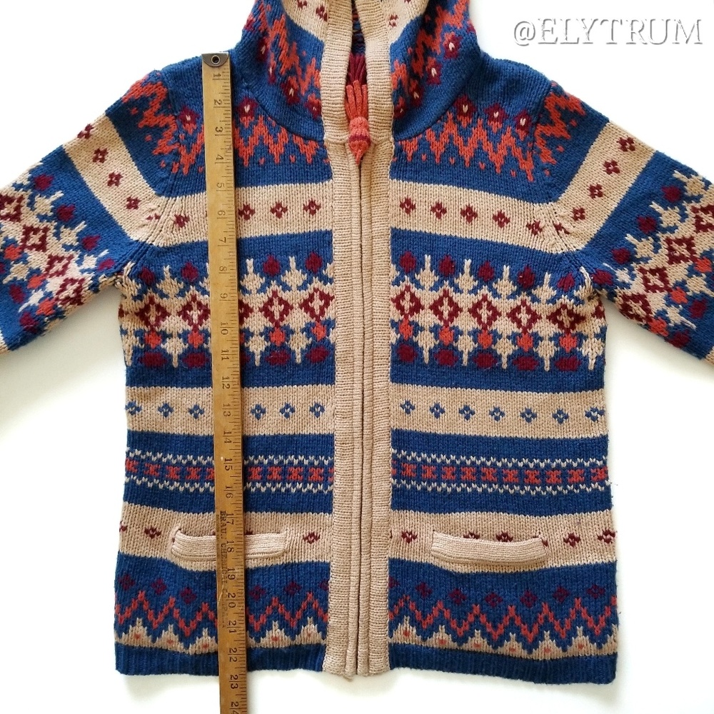 Anthropologie Sparrow Fairisle fringe hood jacket - Picture 7 of 8